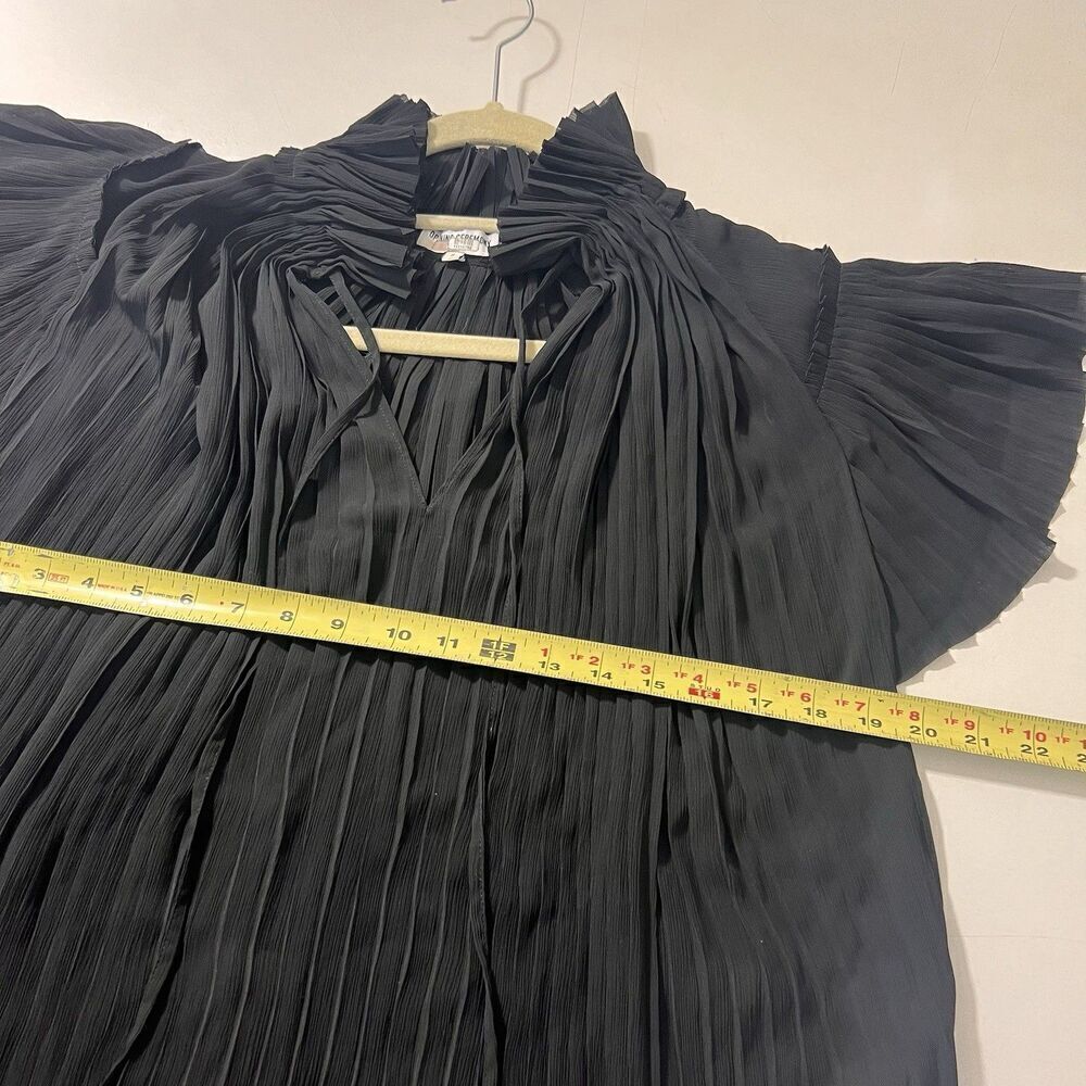 Rare!! Opening Ceremony Black Pleated Tie-Neck Short-Sleeve Dress - Picture 6 of 7